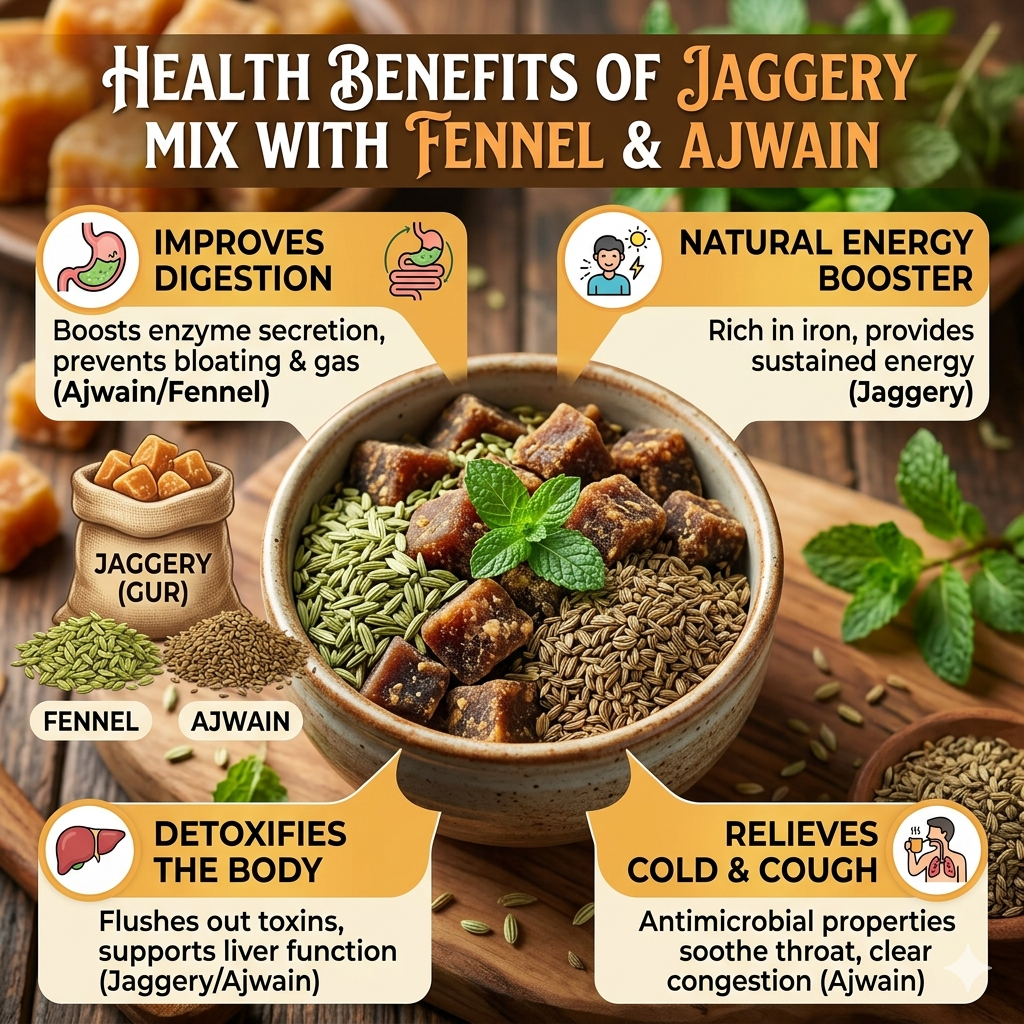 Fennel / Saunf Mix Jaggery - Image 2